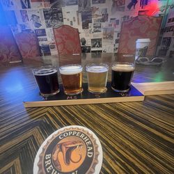 Copperhead Brewery - Standard flight and sticker pic