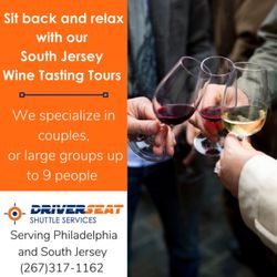 Driverseat Philadelphia - Experience New Jersey's Finest Wineries with our customized packages! Call for more information!