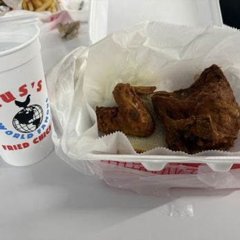 Gus's World Famous Fried Chicken - 2 Piece White Plate - Southern Near Me - Atlanta, Georgia