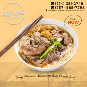 Phở Viet 1 - Craving something new and amazing?
Swing by Pho Viet 1 and dig into our special Vermicelli with Grilled Beef. - Vietnamese Near Me - Virginia Beach, Virginia Phở Viet 1 - Craving something new and amazing?
Swing by Pho Viet 1 and dig into our special Vermicelli with Grilled Beef. - Vietnamese Near Me - Virginia Beach, Virginia