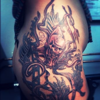 Nite Owl Gallery Tattoo - The Kraken holding the Golden Gate Bridge and a trident for VA. All done:) thanks Dan!!! - Tattoo Near Me - San Diego, California Nite Owl Gallery Tattoo - The Kraken holding the Golden Gate Bridge and a trident for VA. All done:) thanks Dan!!! - Tattoo Near Me - San Diego, California