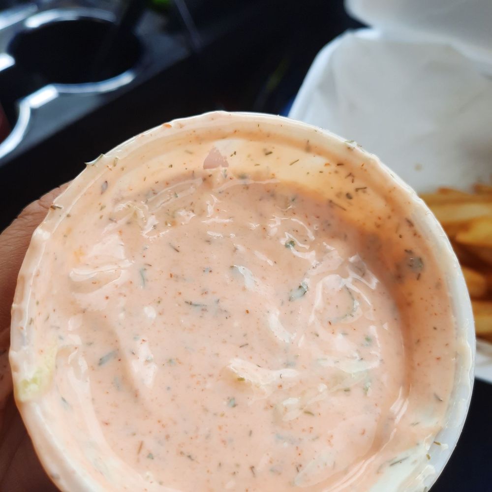 Abu Rasheed Express - It's hard to see...but there were small pieces of iceberg lettuce in the spicy tzatziki. - Mediterranean Near Me - Hillsboro, Oregon Abu Rasheed Express - It's hard to see...but there were small pieces of iceberg lettuce in the spicy tzatziki. - Mediterranean Near Me - Hillsboro, Oregon