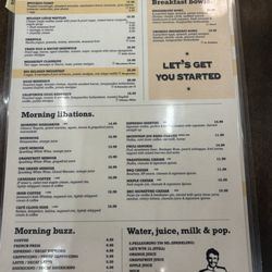 Breakfast menu