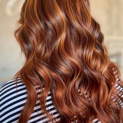 The Oracle Hair Studio - copper ribbons with tape in extensions