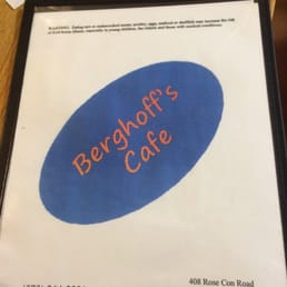 Berghoff's Cafe Menu with address and phone number