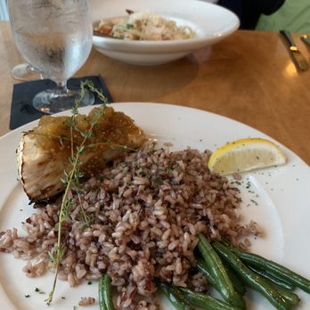 Galyn's - Halibut special with rice and veggies - Seafood Near Me - Bar Harbor, Maine