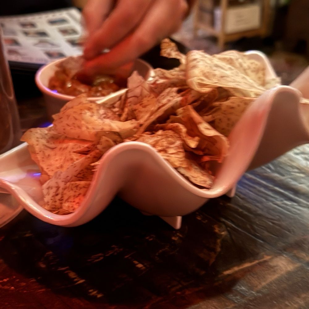 Taro chips and pineapple salsa Taro chips and pineapple salsa