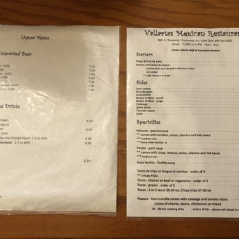 Vallarta's Mexican Restaurant - Drinks and front of menu~ (September 2022) - Mexican Near Me - Vancouver, British Columbia