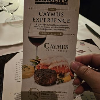Larsen's Steakhouse - Valencia - Caymus Experience - Steakhouses Near Me - Valencia, California Larsen's Steakhouse - Valencia - Caymus Experience - Steakhouses Near Me - Valencia, California