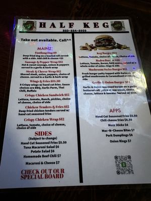 Menu photo 2 Half-Keg Tavern New London, CT Menu photo 2 Half-Keg Tavern New London, CT
