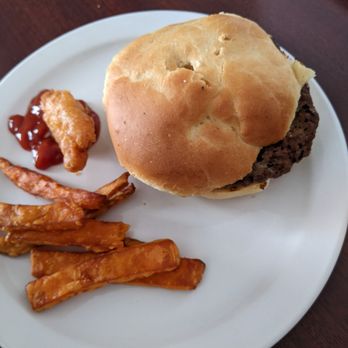 Brits Fish and Chips - Burger and sweet potato fries - Fish & Chips Near Me - Charllottetown, Prince Edward Island Brits Fish and Chips - Burger and sweet potato fries - Fish & Chips Near Me - Charllottetown, Prince Edward Island