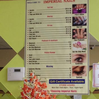 Imperial Nails - Prices. But thy also have specials. - Nail Salons Near Me - Hometown, Illinois