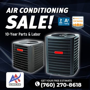 Alanis Air - We are having a sale on all AC units! Top quality American Made products. We offer 0% for 60 month's financing!
Call (760) 270-8618 - Heating & Air Conditioning/HVAC Near Me - Escondido, California