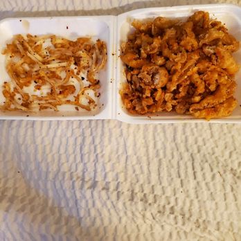 Wong's Canton - The left is the calamari that I peeled from the tempura on right. WTF is that? That's not squid. - Cantonese Near Me - North Highlands, California Wong's Canton - The left is the calamari that I peeled from the tempura on right. WTF is that? That's not squid. - Cantonese Near Me - North Highlands, California