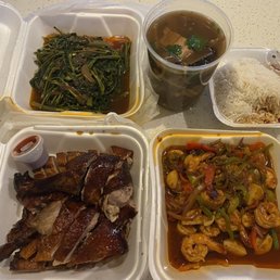 Kangkung Belacan, Bak kut teh, roast duck and shrimp Belacan! Kangkung Belacan, Bak kut teh, roast duck and shrimp Belacan!