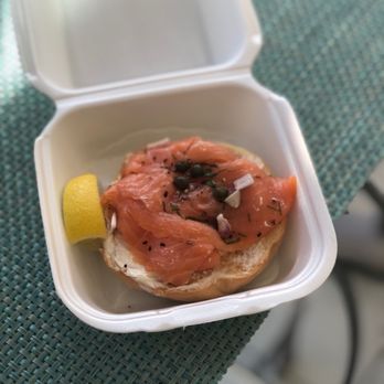 Hyper Coffee - Lox Bagle (took the top off for the photo) - Coffee & Tea Near Me - Arcadia, California