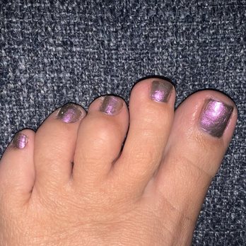 Zen Nails - Judge the pedi. A mess. Something stuck in polish & skin hanging. Rough spots. Minimal effort. - Nail Salons Near Me - Lakewood Ranch, Florida