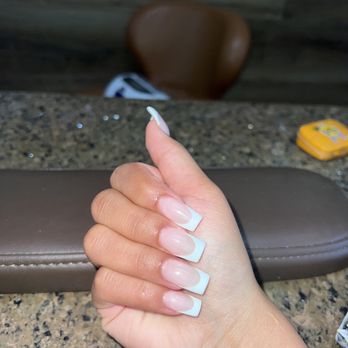 Queen Nails & Spa - Short Square French Tips - Nail Salons Near Me - Paramount, California Queen Nails & Spa - Short Square French Tips - Nail Salons Near Me - Paramount, California