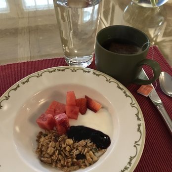 Stone Throw Cottage Inn - Yogurt, granola, cereal, fruits, and other items are available every day in addition to the hot breakfast. - Bed & Breakfast Near Me - Bar Harbor, Maine Stone Throw Cottage Inn - Yogurt, granola, cereal, fruits, and other items are available every day in addition to the hot breakfast. - Bed & Breakfast Near Me - Bar Harbor, Maine