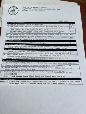 Menu photo 2 Arsenal Taproom + Kitchen Augusta, GA