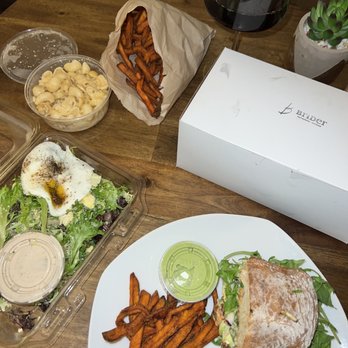 Brider - Cajun Blue Shrimp, Sweet Potato Fries, Macaroni and Cheese, Half Caesar - New American Near Me - Denver, Colorado