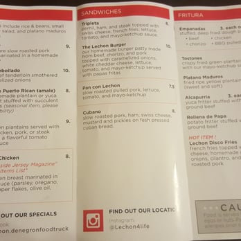 El Lechon De Negron - Inside of menu - Food Trucks Near Me - Union, New Jersey El Lechon De Negron - Inside of menu - Food Trucks Near Me - Union, New Jersey