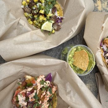Swell Taco - Rockfish taco, carnita taco, and peep guac and chips! - Tacos Near Me - Homer, Alaska