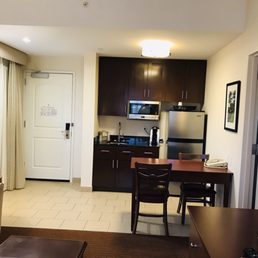 Kitchen and front door to our room