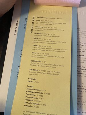 Menu photo 2 Serranos Mexican Restaurant East Glacier Park, MT