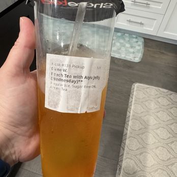 Sharetea - Peach Tea with Aiyu Jelly (Wednesday special) - Bubble Tea Near Me - Santa Clara, California