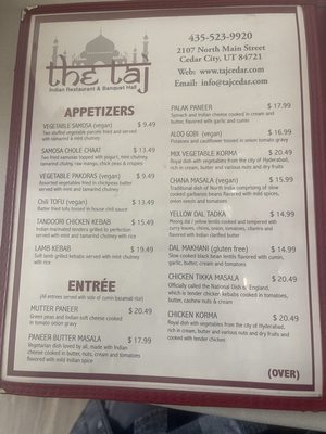 Menu photo 7 The Taj Indian Restaurant Cedar City, UT Menu photo 7 The Taj Indian Restaurant Cedar City, UT