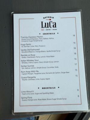 Menu photo 2 Osteria LuCa Huntsville, AL Menu photo 2 Osteria LuCa Huntsville, AL