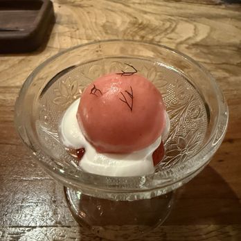 Barley Swine - Lemongrass Whip with Strawberry Sorbet and Fennel Fudge - New American Near Me - Austin, Texas