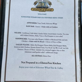 Schooner Wharf Bar - Gluten free menu - Seafood Near Me - Key West, Florida Schooner Wharf Bar - Gluten free menu - Seafood Near Me - Key West, Florida