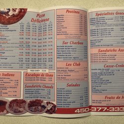 Quebec Pizzeria - Menu 2018