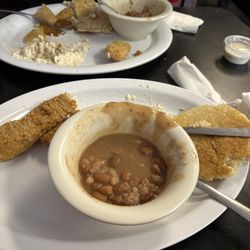 Wigwam Drive-In - Catfish soup beans and fried potatoes with hole cakes .Great food good service
