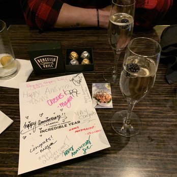 Bonefish Grill - Hand signed card by the staff for our anniversary. - Seafood Near Me - Las Vegas, Nevada