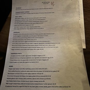 Carmel - Menu, February 2026 - Mediterranean Near Me - Los Angeles, California