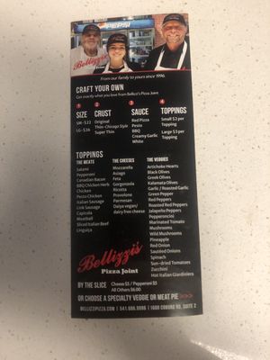 Menu photo 7 Bellizzi's Pizza Joint Eugene, OR