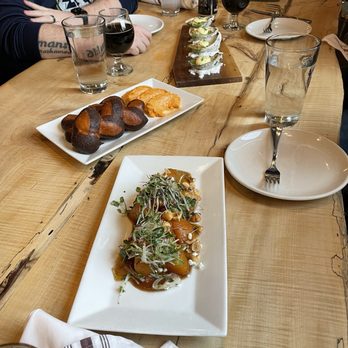 Junk Ditch Brewing Company - Bottom- Maple beets, Middle - Pretzel & cheese, Top - Oysters Rockefeller - Breweries Near Me - Fort Wayne, Indiana