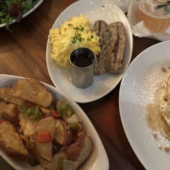Saints + Council - chicken sausage, potatoes, scrambled eggs - Breakfast & Brunch Near Me - Atlanta, Georgia
