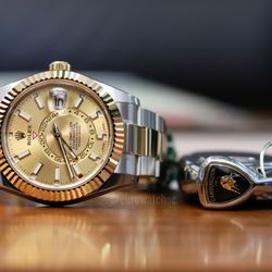 Newport Watch Club - Rolex - Audemars Piguet - Patek Philippe - Just the essentials... The Rolex Sky-Dweller 326933 in two tone yellow gold and stainless steel with a champagne dial.