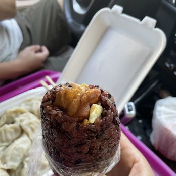 Huge Tree Pastry - Fan Tuan with egg and pickles added, you tiao(Taiwanese donut) peeking out - Taiwanese Near Me - Monterey Park, California