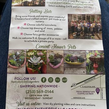 Kileen's Succulent Vertical Gardens  - This is the correct hours 01/23/2025 - Art Classes Near Me - Clovis, California