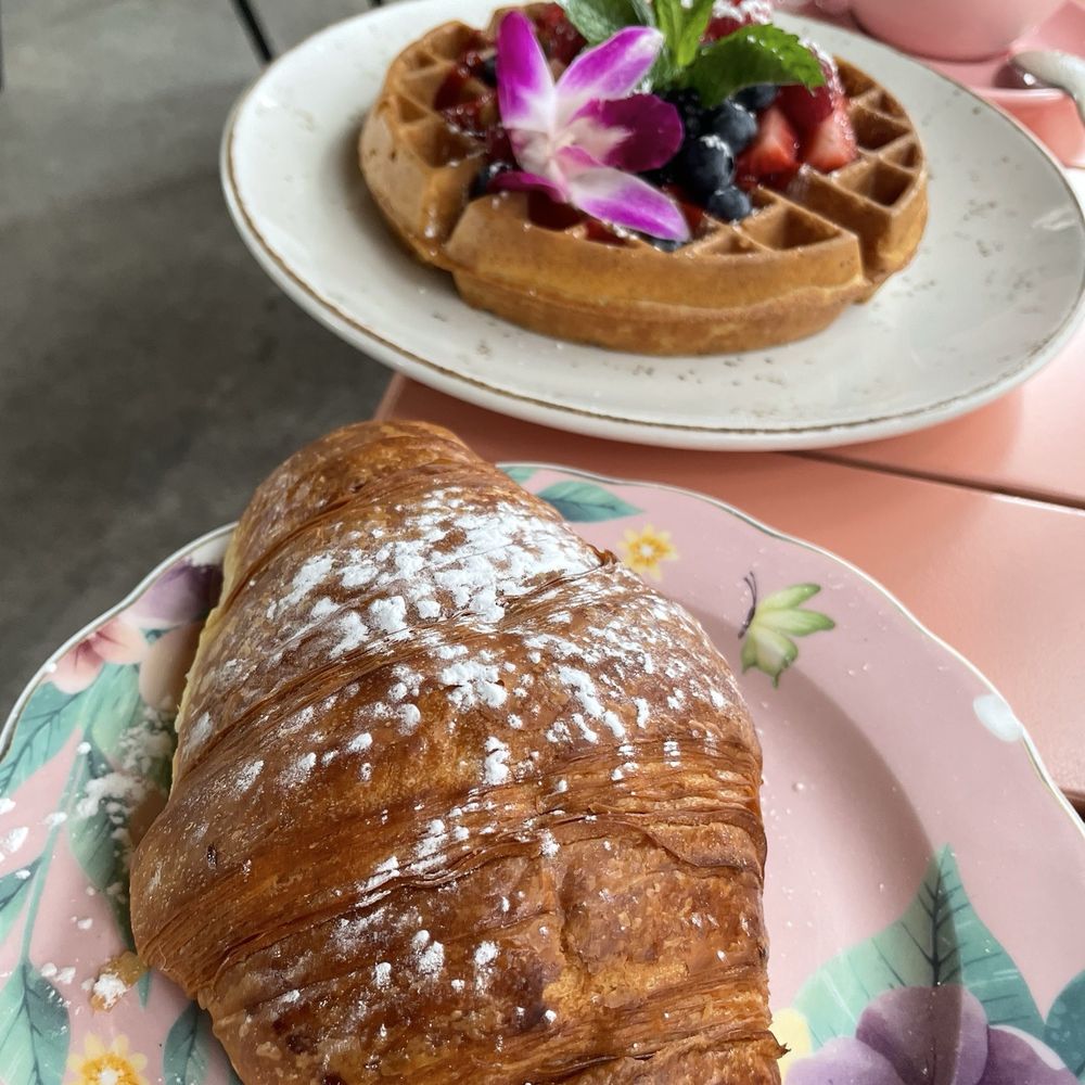 Sunny Side Cafe & Eatery - Delicious gigantic freshly baked croissant and a lovely waffle. - Breakfast & Brunch Near Me - Miami, Florida Sunny Side Cafe & Eatery - Delicious gigantic freshly baked croissant and a lovely waffle. - Breakfast & Brunch Near Me - Miami, Florida
