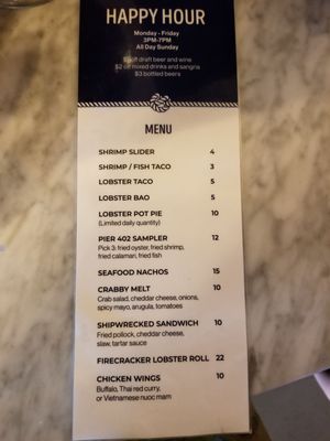 Menu photo 5 Pier 402 San Jose, CA
