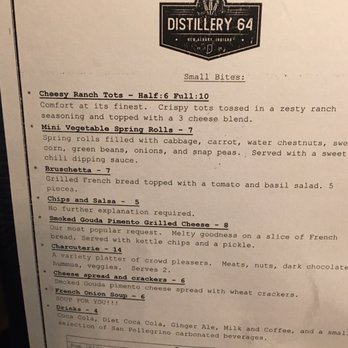 Distillery 64 - Food menu - Distilleries Near Me - New Albany, Indiana Distillery 64 - Food menu - Distilleries Near Me - New Albany, Indiana