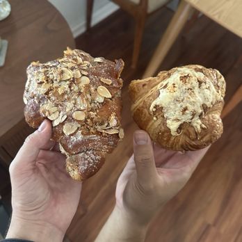 University Coffee - Almond Croissant (left) Ham & Cheese Croissant (right) - Coffee & Tea Near Me - San Diego, California University Coffee - Almond Croissant (left) Ham & Cheese Croissant (right) - Coffee & Tea Near Me - San Diego, California