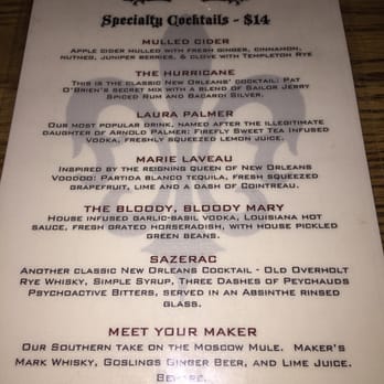 Ninth Ward - The cocktail menu - How does the Sazerac not use Sazerac Rye? - Lounges Near Me - New York, New York