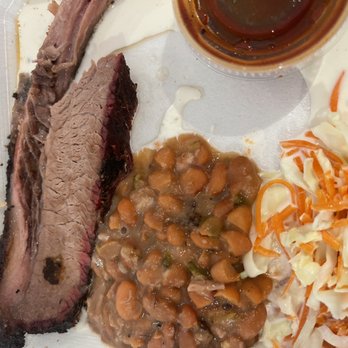 Sunbird Barbecue - a plate of meat, beans, coleslaw and coleslaw slaw - Barbeque Near Me - Longview, Texas